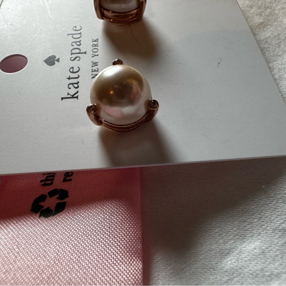NWT! Kate Spade Rise And Shine Pearl Studs in Blush/ Rose Gold - Picture 6 of 7